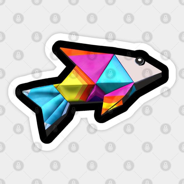 Geometric Fish abstract colorful rainbow color scheme origami style Sticker by GraphGeek